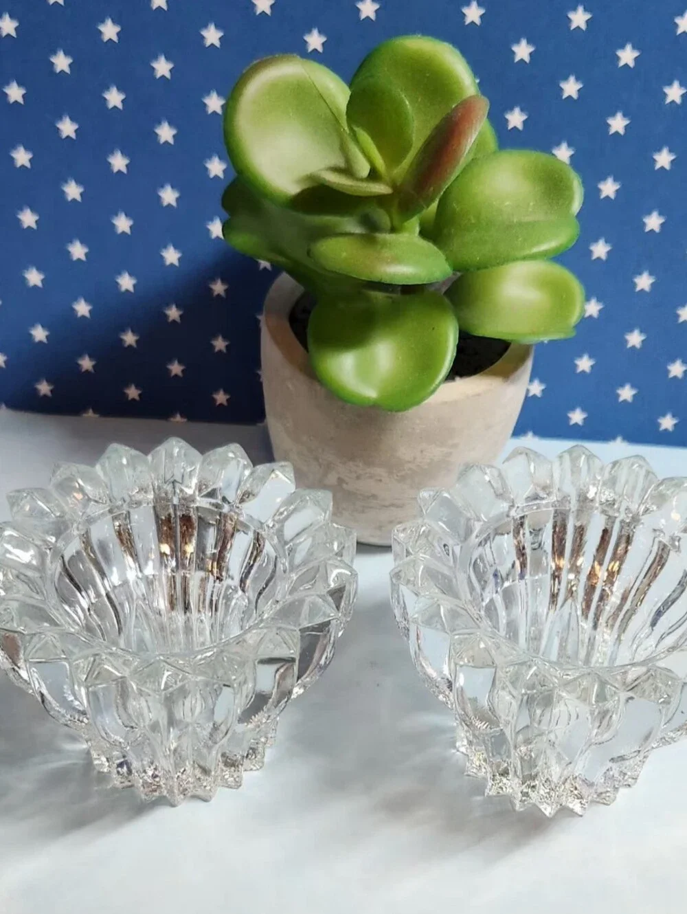 Set of 2 Mikasa Diamante Crystal Votive or Taper Candle Holders